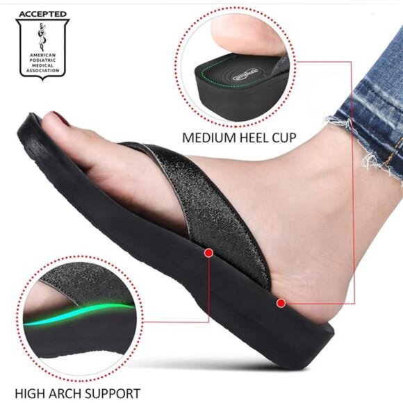 Slip On Recovery Footwear Plantar Fasciitis Flip Flops for Women - Picture 4 of 16